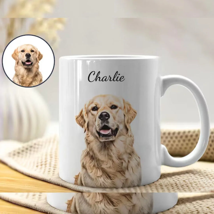 Custom Pet Mug Using Pet Photo + Name